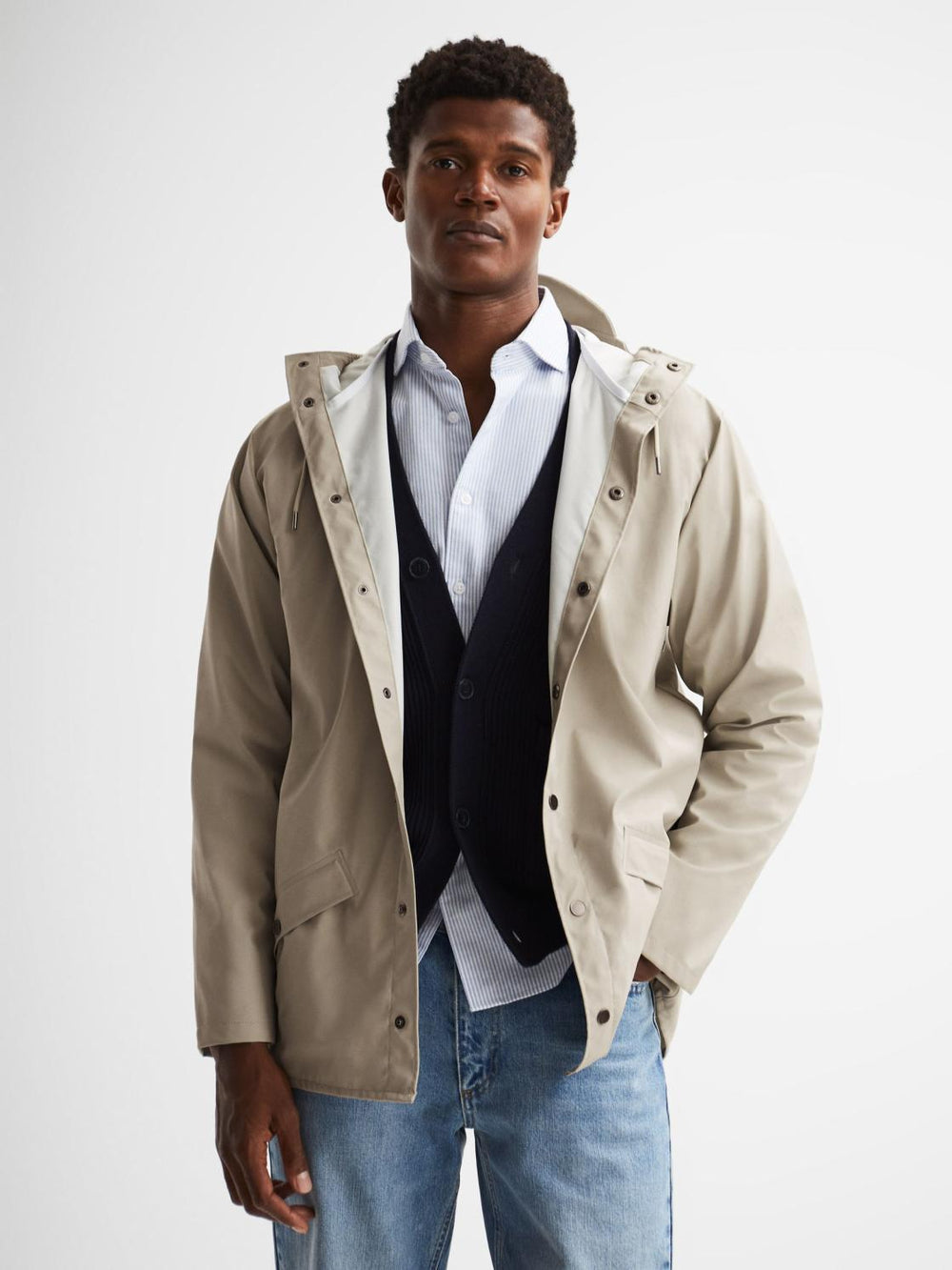 Reiss Coats &amp; Jackets | Rains Hooded Raincoat Jacket Black - Men