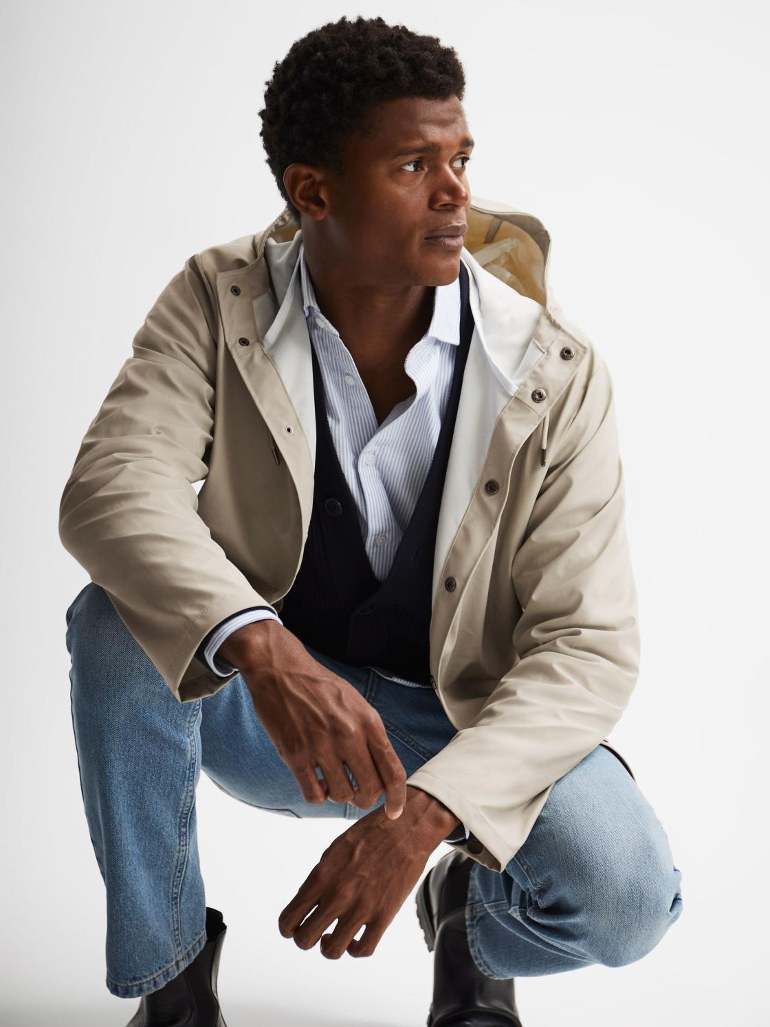 Reiss Coats &amp; Jackets | Rains Hooded Raincoat Jacket Black - Men