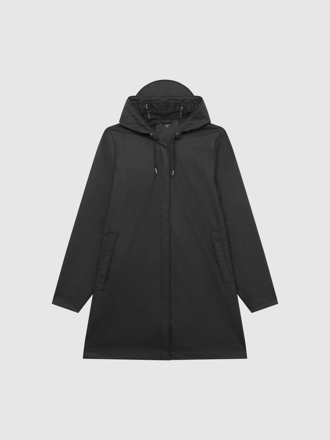 Reiss Coats &amp; Jackets | Rains Rains Hooded A-line Jacket Black - Women