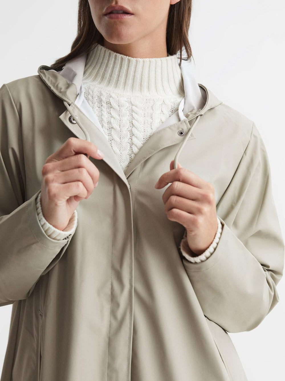 Reiss Coats &amp; Jackets | Rains Rains Hooded A-line Jacket Black - Women