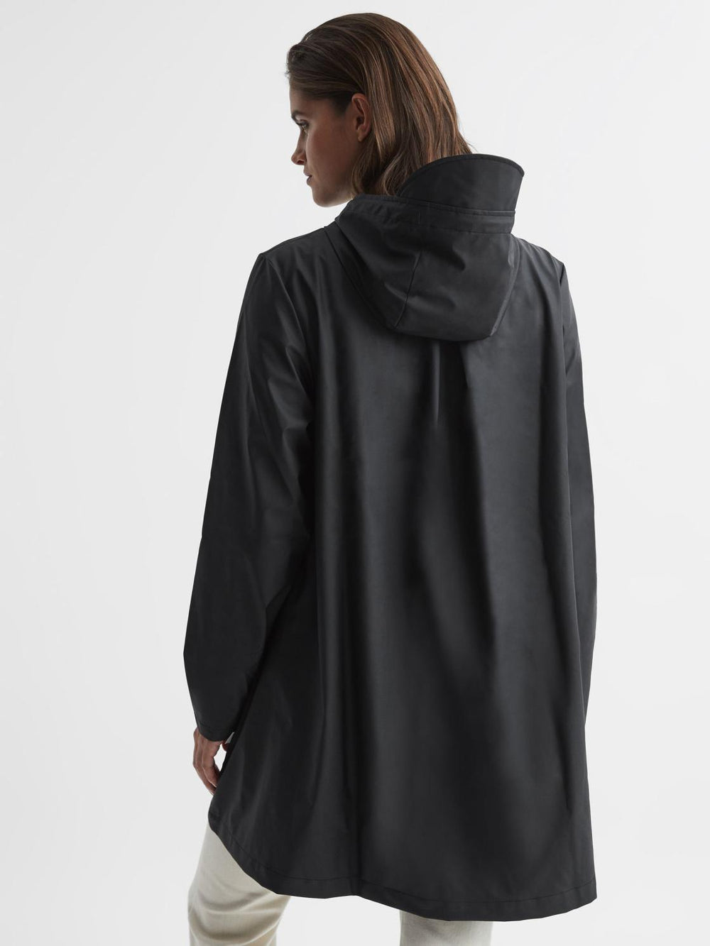 Reiss Coats &amp; Jackets | Rains Rains Hooded A-line Jacket Black - Women