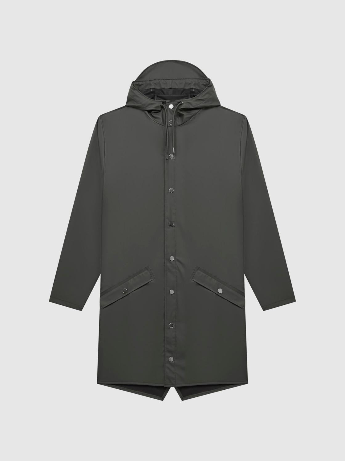 Reiss Coats &amp; Jackets | Rains Rains Longline Hooded Jacket Dark Green - Men