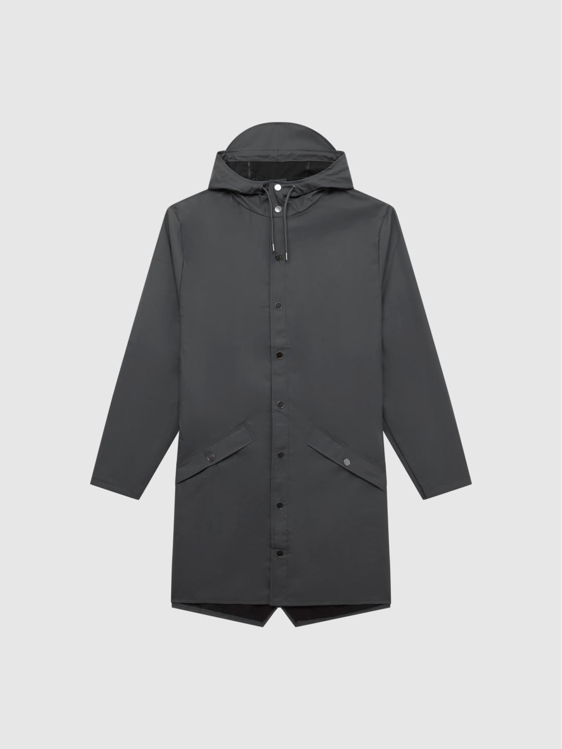 Reiss Coats &amp; Jackets | Rains Rains Longline Hooded Jacket Dark Green - Men