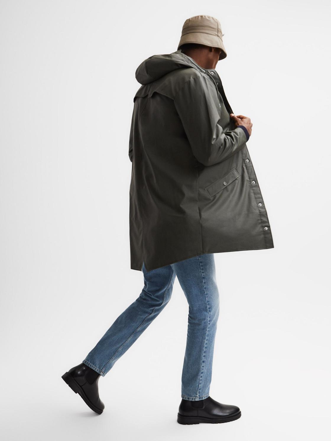 Reiss Coats &amp; Jackets | Rains Rains Longline Hooded Jacket Dark Green - Men