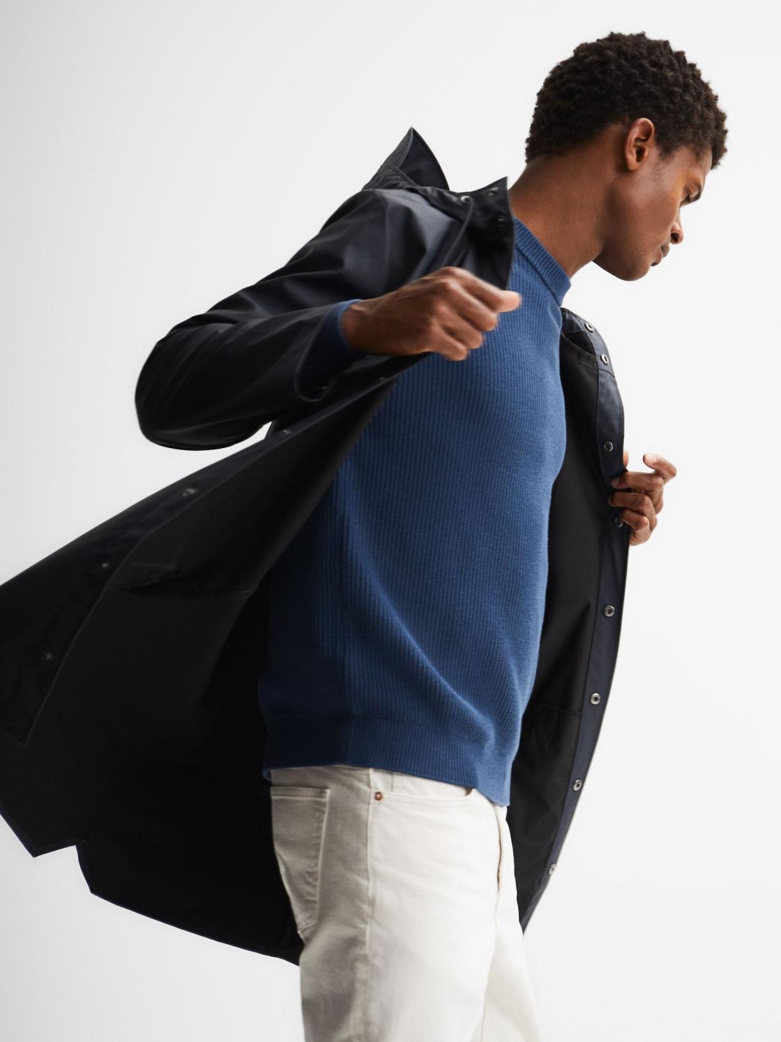 Reiss Coats &amp; Jackets | Rains Rains Longline Hooded Jacket Dark Green - Men