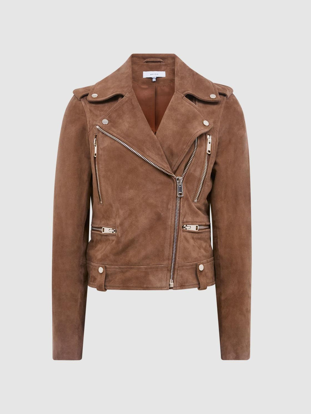 Reiss Coats &amp; Jackets | Santiago Suede Suede Biker Jacket Blue - Women