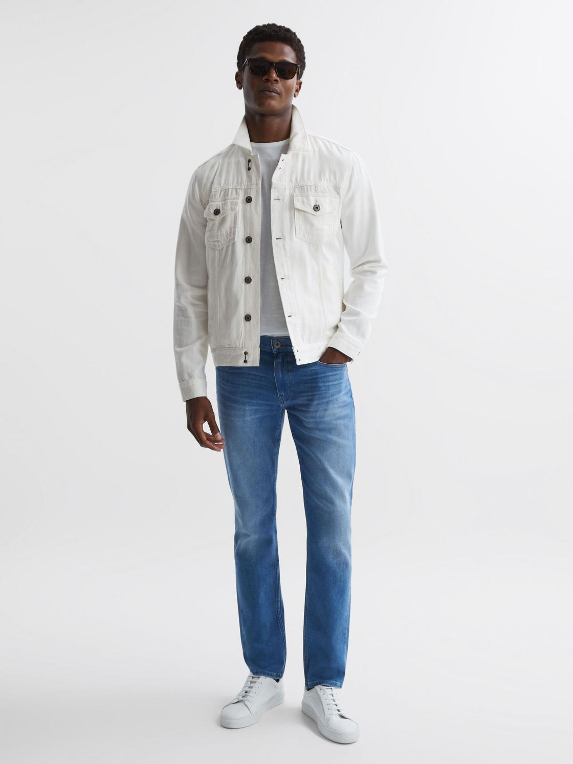 Reiss Coats &amp; Jackets | Scout Paige Denim Button Through Jacket Vintage Prism Glow - Men