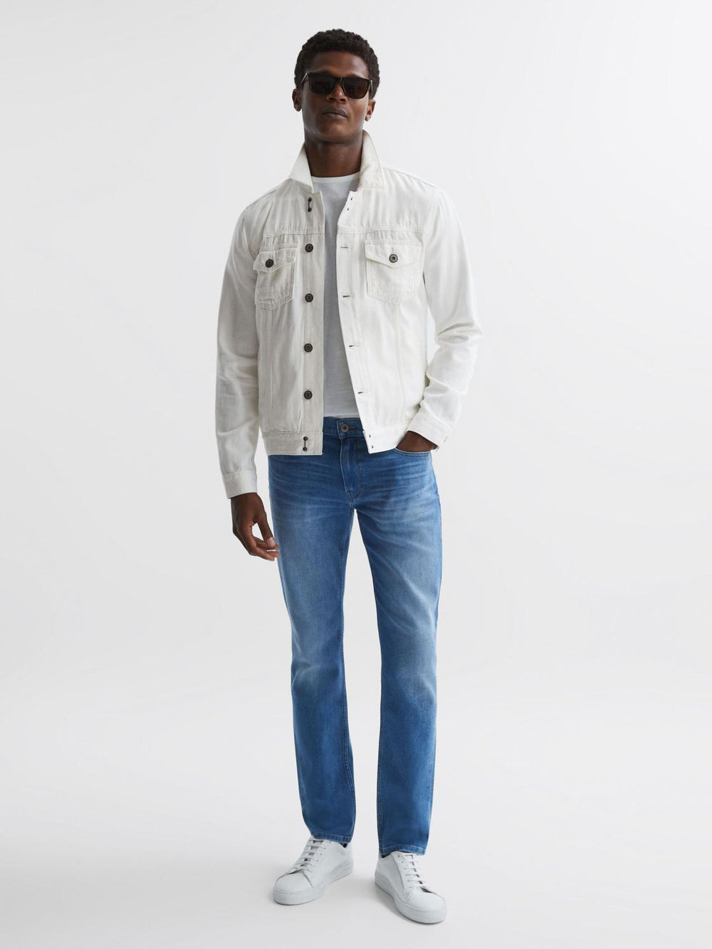 Reiss Coats &amp; Jackets | Scout Paige Denim Button Through Jacket Vintage Prism Glow - Men