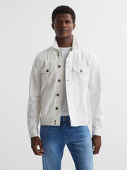 Reiss Coats &amp; Jackets | Scout Paige Denim Button Through Jacket Vintage Prism Glow - Men