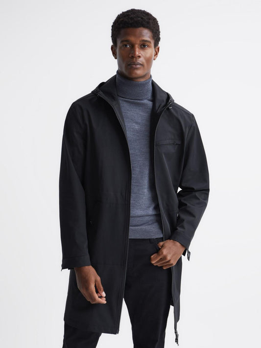 Reiss Coats &amp; Jackets | Sidahn Hooded Parker Black - Men