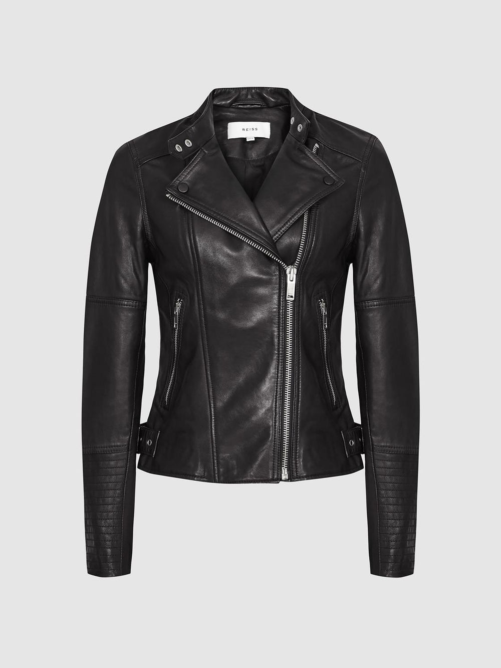Reiss Coats &amp; Jackets | Tallis Leather Biker Jacket Black - Women