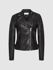 Reiss Coats &amp; Jackets | Tallis Leather Biker Jacket Black - Women