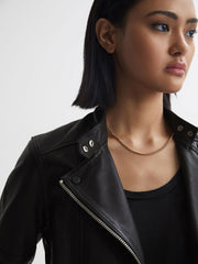 Reiss Coats &amp; Jackets | Tallis Leather Biker Jacket Black - Women