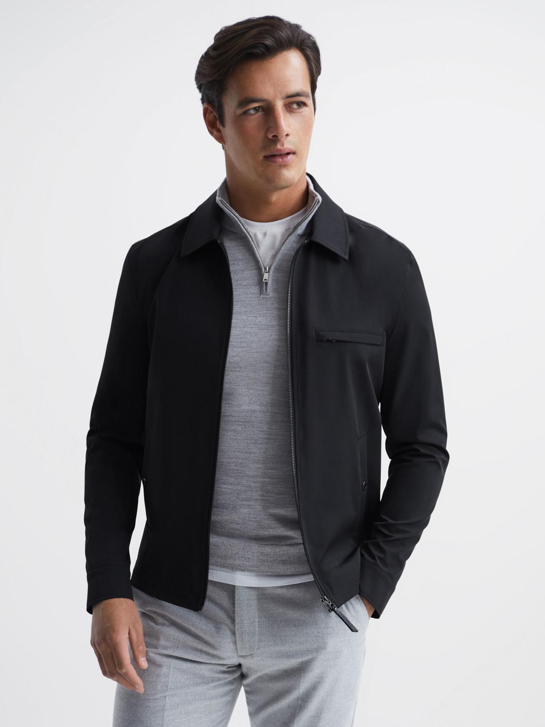 Reiss Coats &amp; Jackets | Tyrone Zip Through Harrington Jacket Black - Men