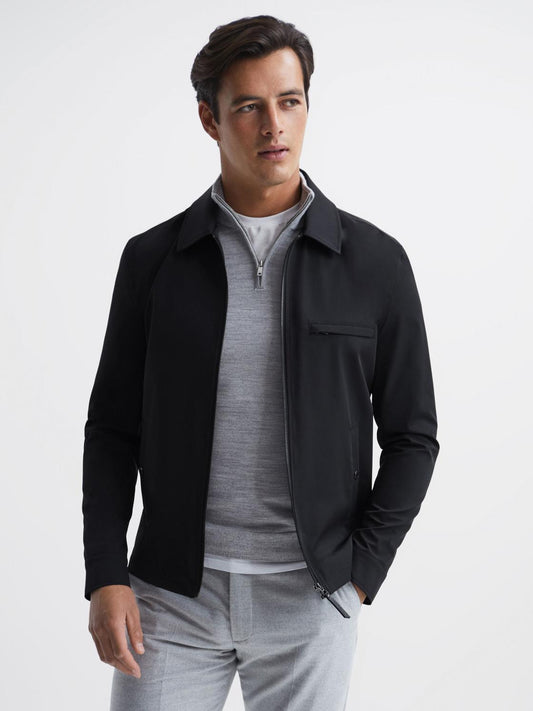 Reiss Coats &amp; Jackets | Tyrone Zip Through Harrington Jacket Black - Men