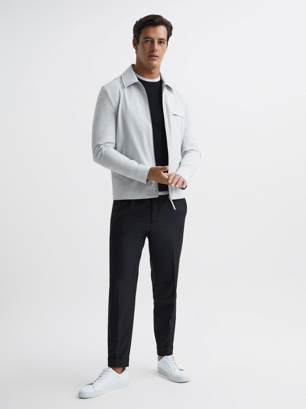 Reiss Coats &amp; Jackets | Tyrone Zip Through Harrington Jacket Black - Men