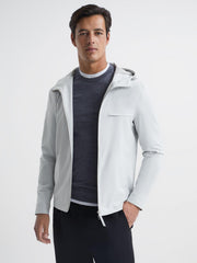 Reiss Coats &amp; Jackets | Zuroke Zip Through Hooded Blouson Jacket Black - Men