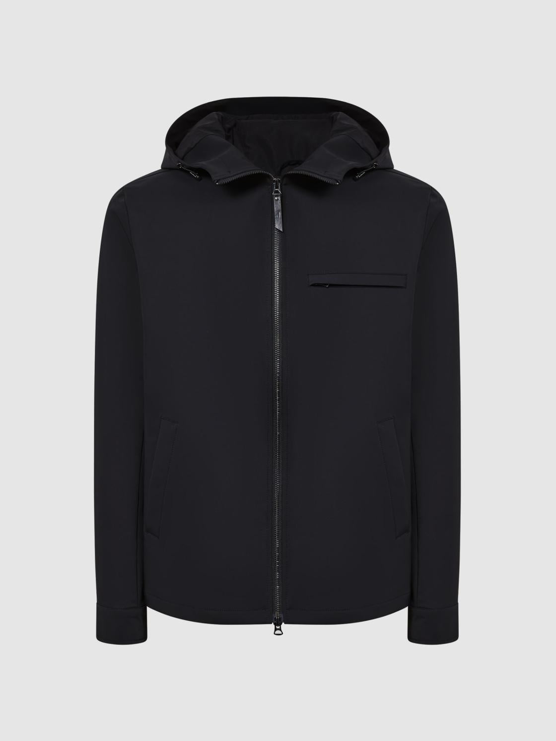 Reiss Coats &amp; Jackets | Zuroke Zip Through Hooded Blouson Jacket Black - Men