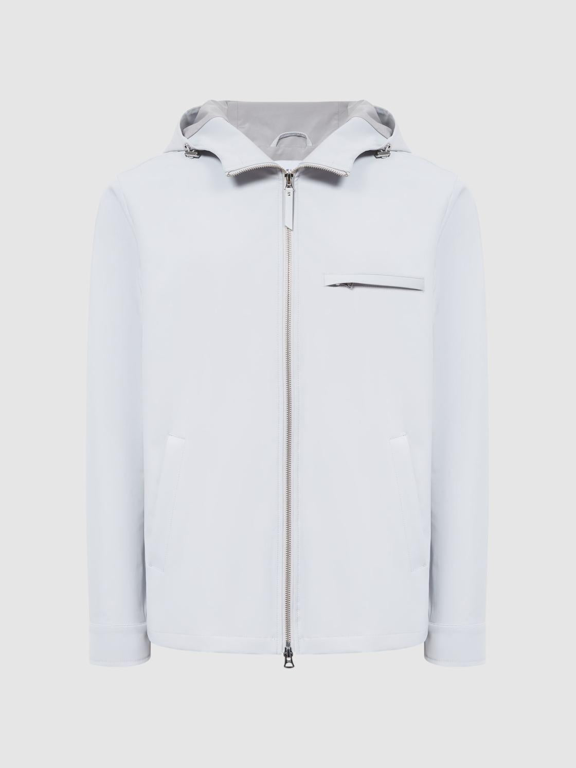 Reiss Coats &amp; Jackets | Zuroke Zip Through Hooded Blouson Jacket Black - Men