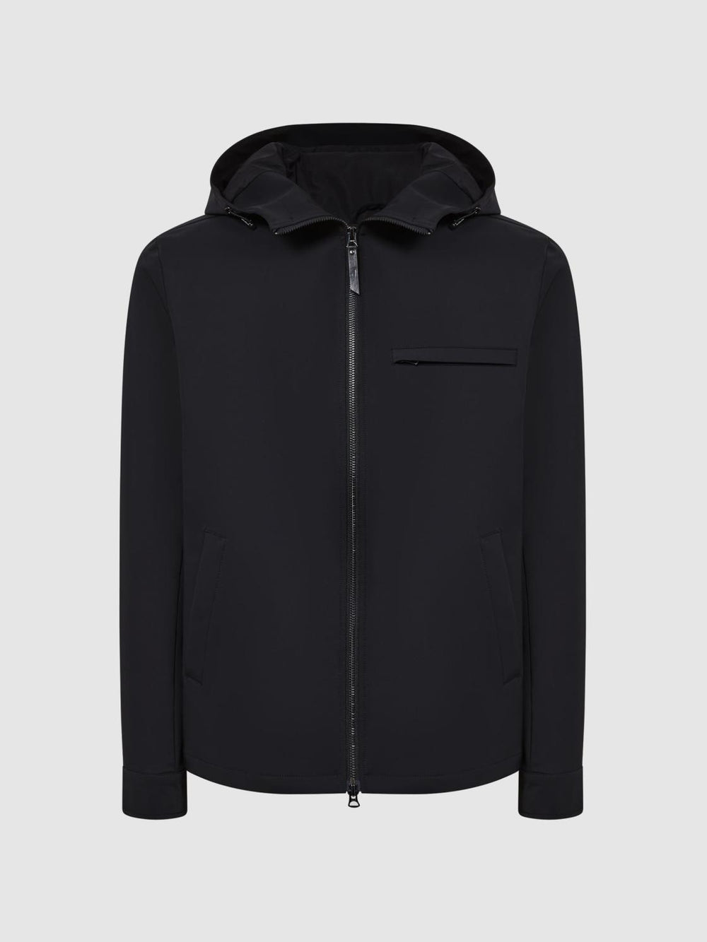 Reiss Coats &amp; Jackets | Zuroke Zip Through Hooded Blouson Jacket Black - Men