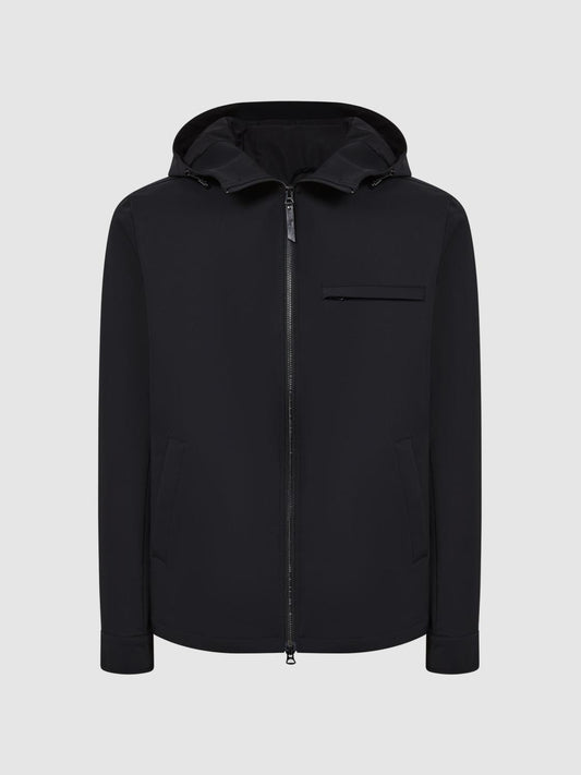 Reiss Coats &amp; Jackets | Zuroke Zip Through Hooded Blouson Jacket Black - Men