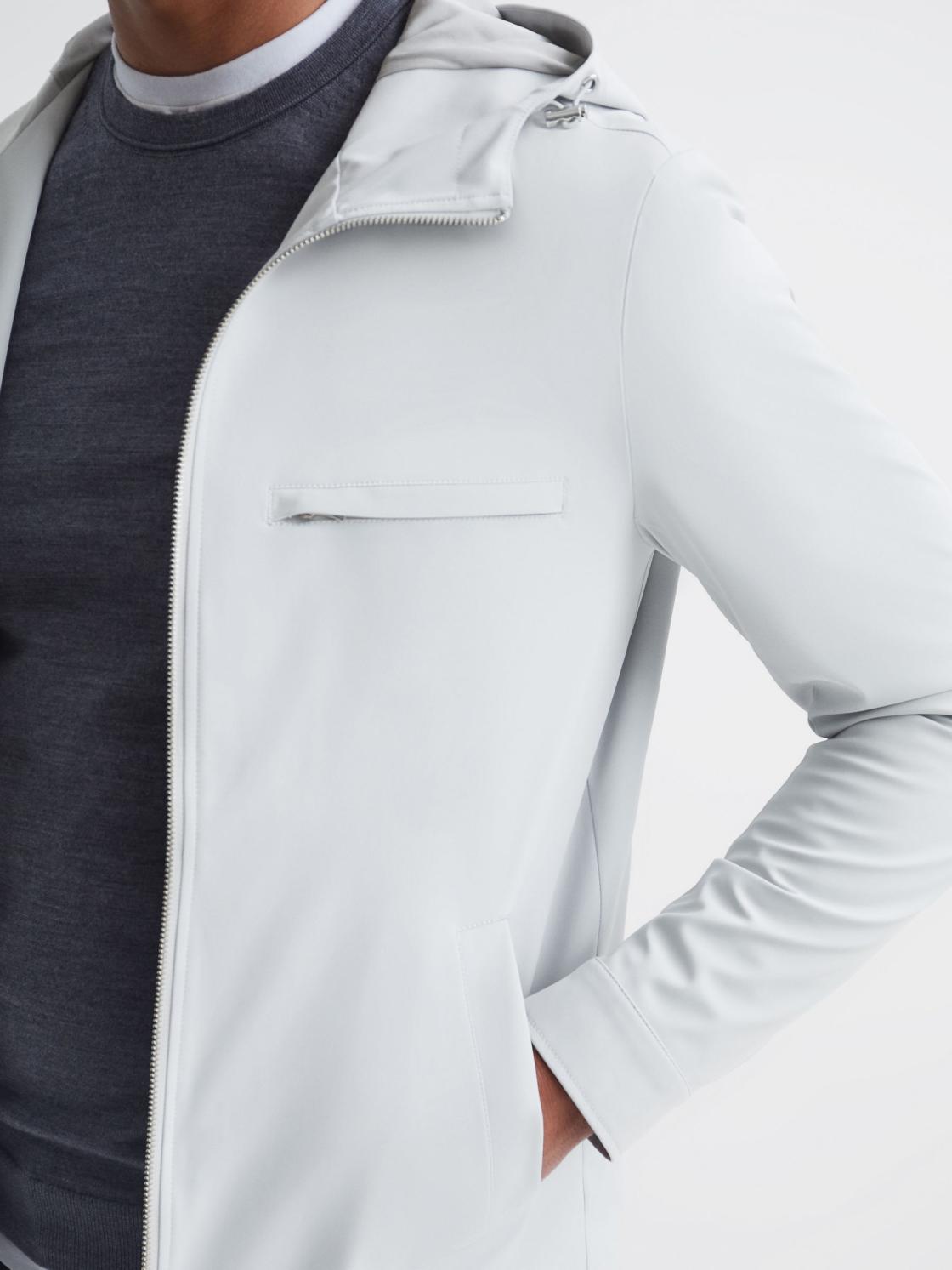 Reiss Coats &amp; Jackets | Zuroke Zip Through Hooded Blouson Jacket Black - Men