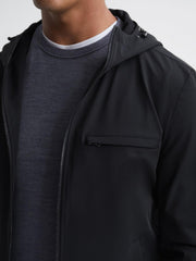 Reiss Coats &amp; Jackets | Zuroke Zip Through Hooded Blouson Jacket Black - Men