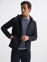 Reiss Coats &amp; Jackets | Zuroke Zip Through Hooded Blouson Jacket Black - Men