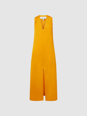 Reiss Dresses | Alda Plunge Neck Midi Dress Yellow - Women
