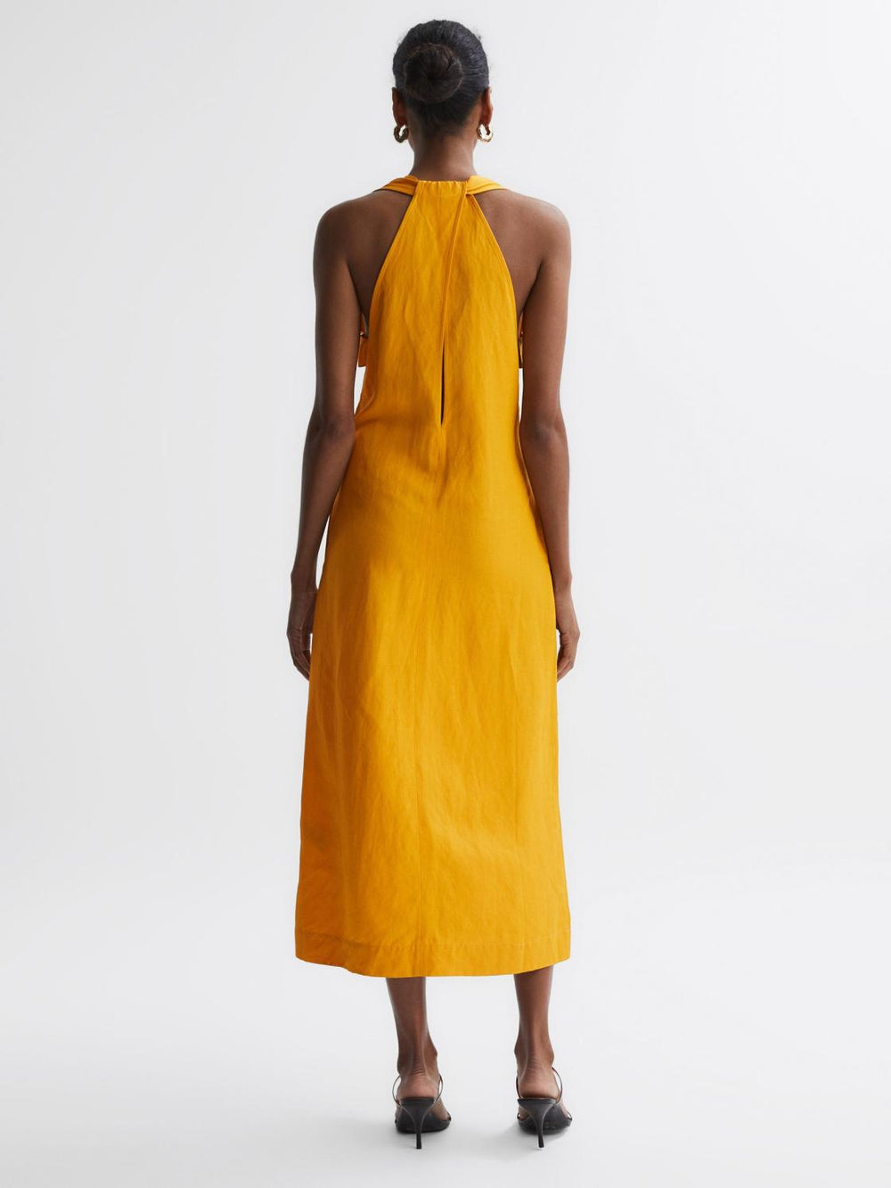 Reiss Dresses | Alda Plunge Neck Midi Dress Yellow - Women