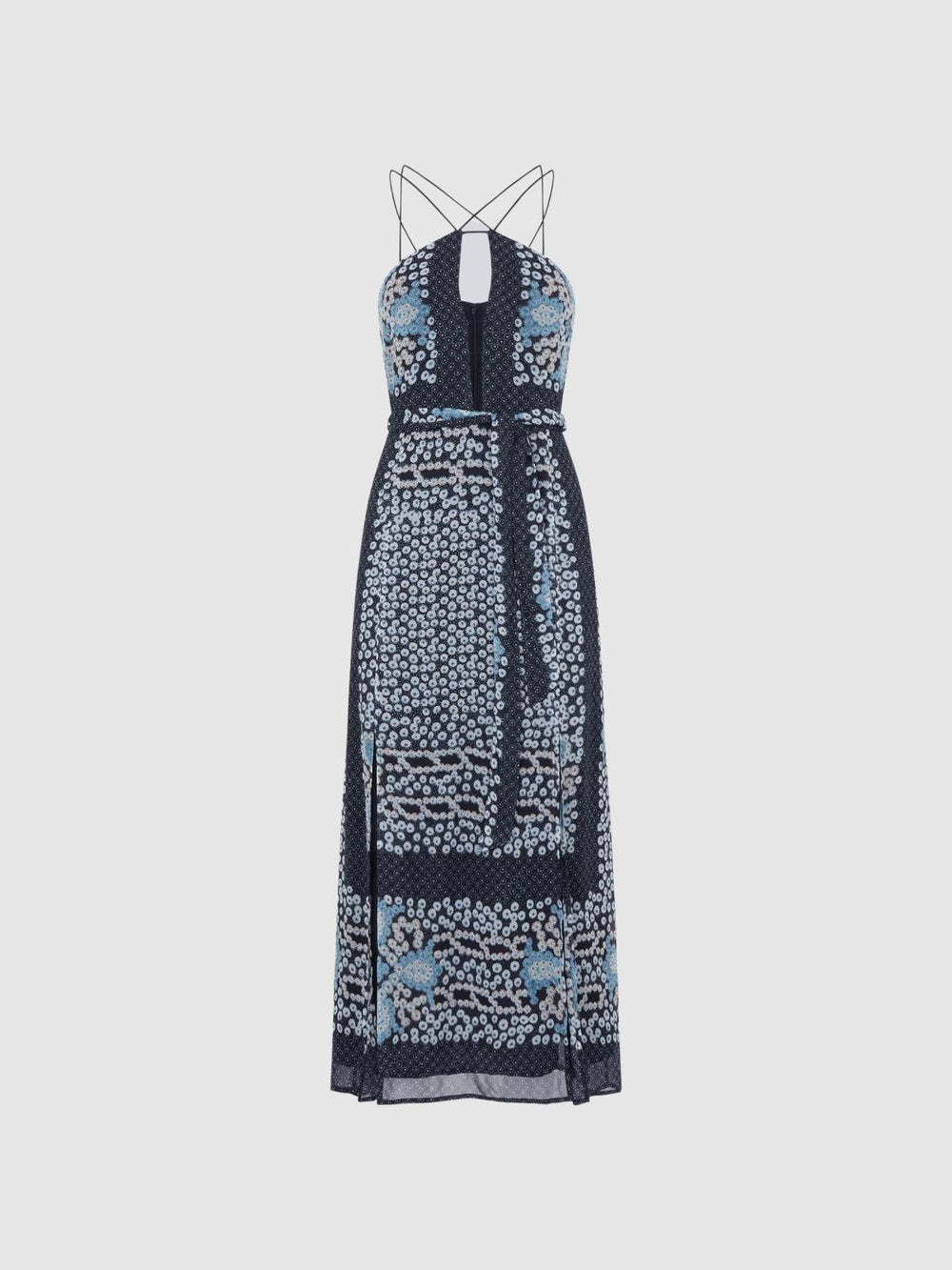 Reiss Dresses | Aliana Floral Print Fitted Midi Dress Navy/blue - Women