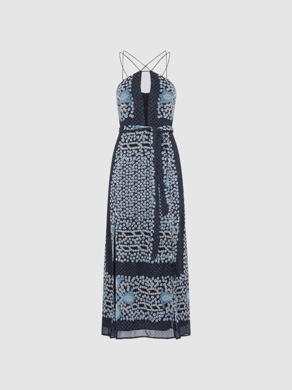 Reiss Dresses | Aliana Floral Print Fitted Midi Dress Navy/blue - Women