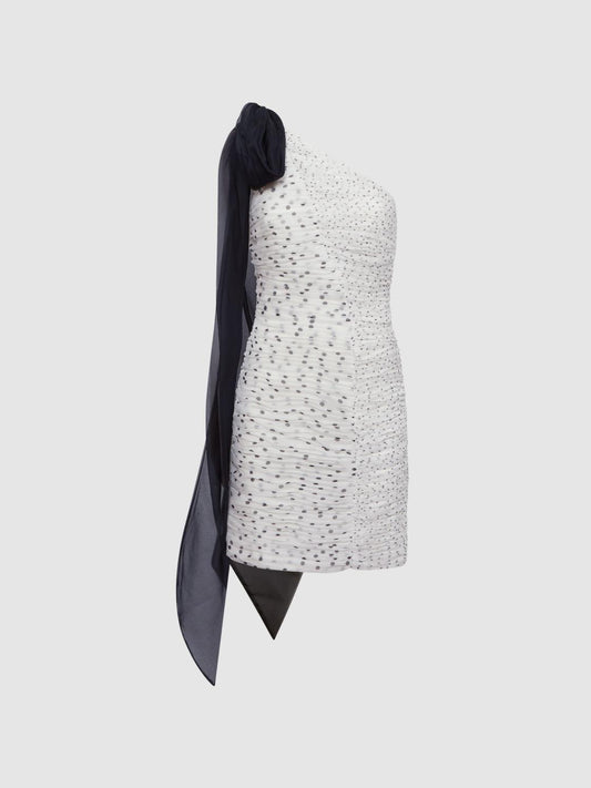 Reiss Dresses | Analise Halston Polka Dot Ruched Mini Dress Chalk - Women