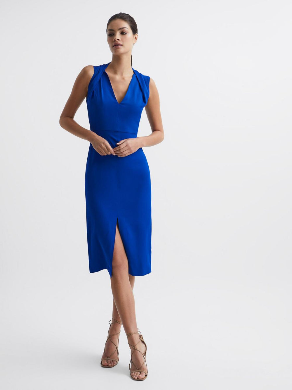 Reiss Dresses | Andi Shoulder Detail Bodycon Dress Blue - Women