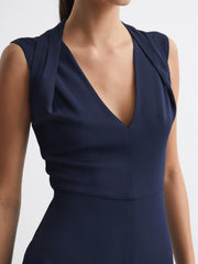 Reiss Dresses | Andi Shoulder Detail Bodycon Dress Navy - Women