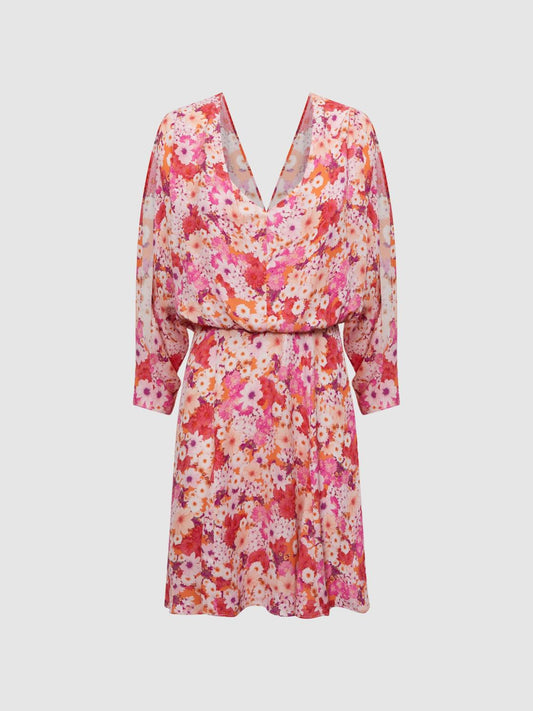 Reiss Dresses | Annalisa Open Back Split Sleeve Mini Dress Pink - Women