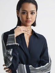 Reiss Dresses | Arabella Side Stripe Tie Front Midi Dress Navy - Women