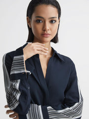Reiss Dresses | Arabella Side Stripe Tie Front Midi Dress Navy - Women