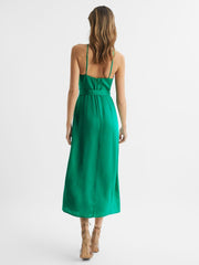 Reiss Dresses | Arianna Halter Neck Belted Midi Dress Green - Women