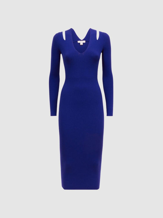 Reiss Dresses | Ava Bodycon Knitted Midi Dress Purple - Women