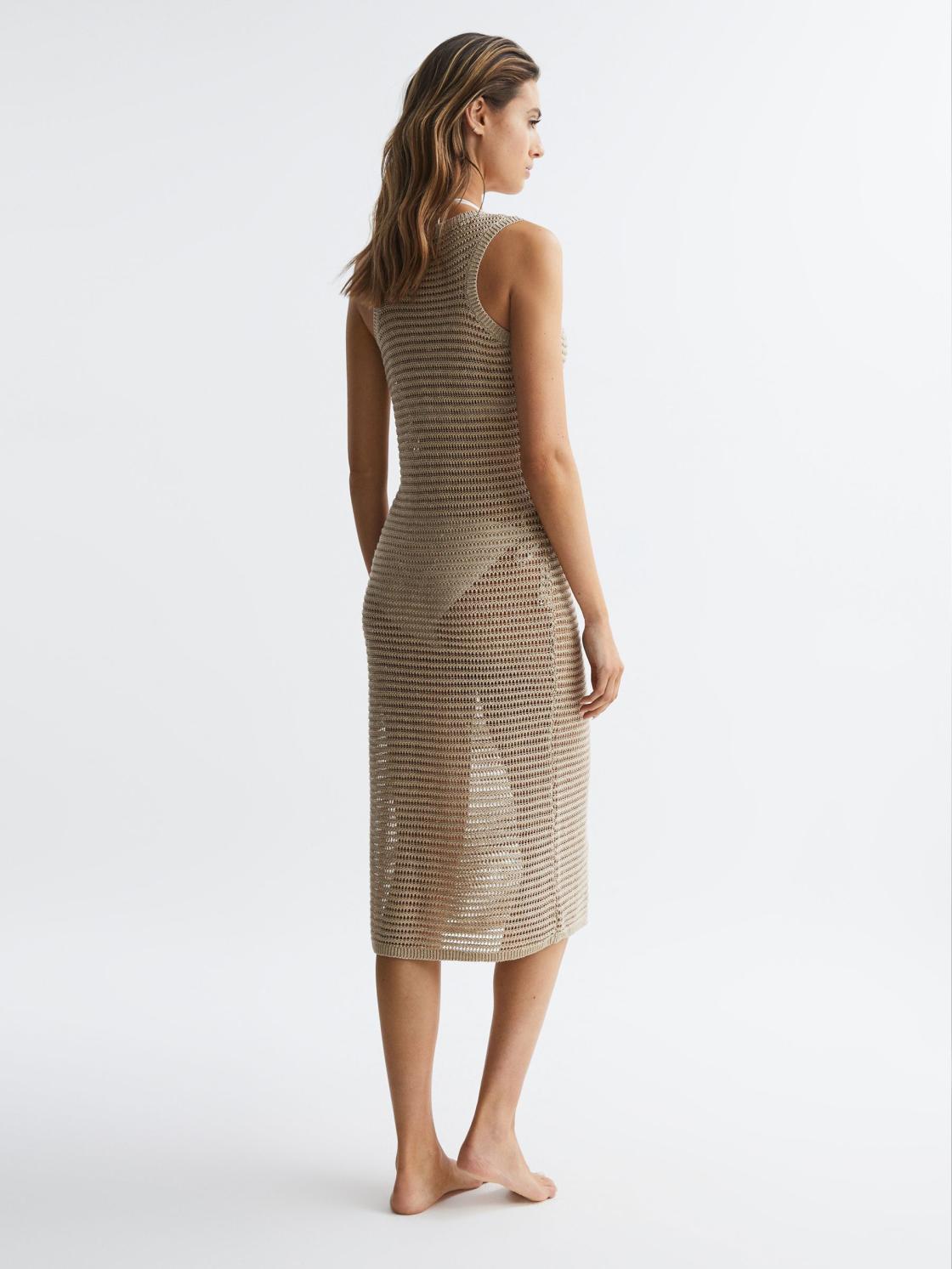Reiss Dresses | Avene Knitted Bodycon Midi Dress Neutral - Women