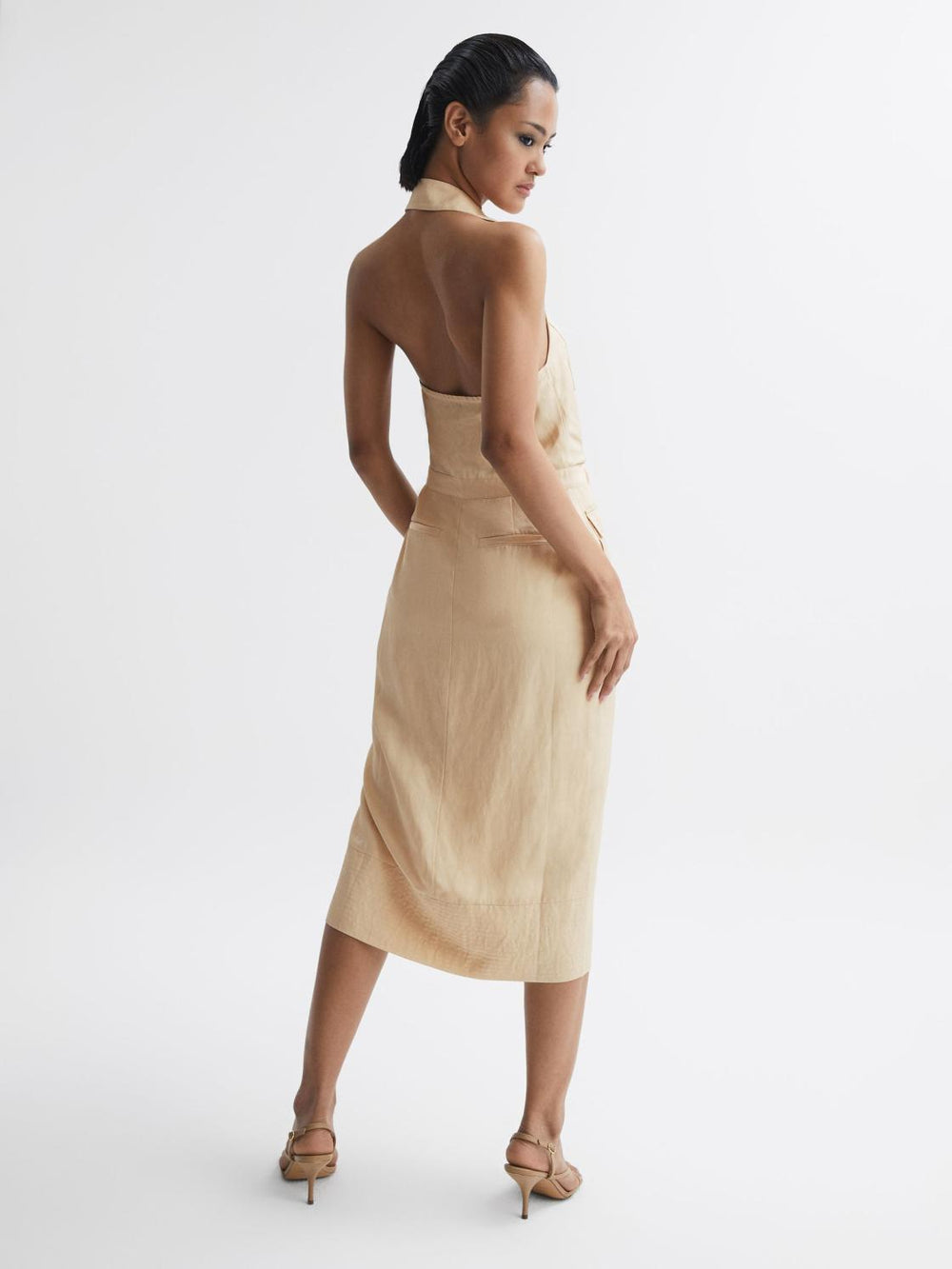 Reiss Dresses | Camilla Fitted Linen Blend Collared Dress Neutral - Women