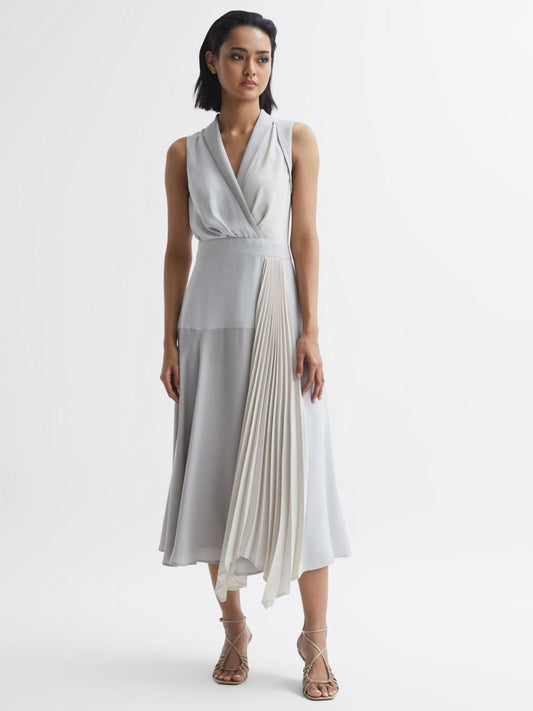 Reiss Dresses | Claire Pleated Fitted Midi Dress Lilac - Women