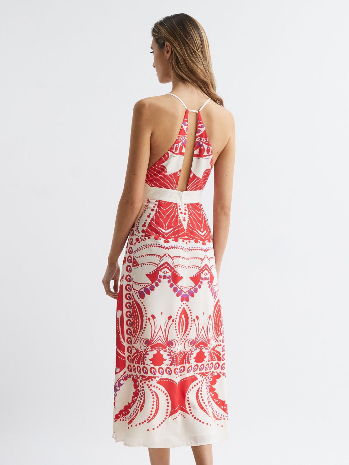 Reiss Dresses | Ebony Abstract Print Maxi Dress Coral - Women