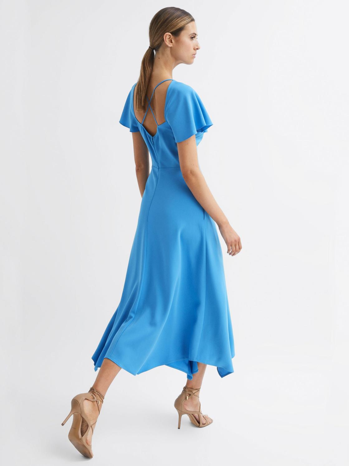 Reiss Dresses | Eleni Cap Sleeve Maxi Dress Blue - Women