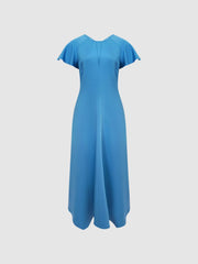 Reiss Dresses | Eleni Cap Sleeve Maxi Dress Blue - Women