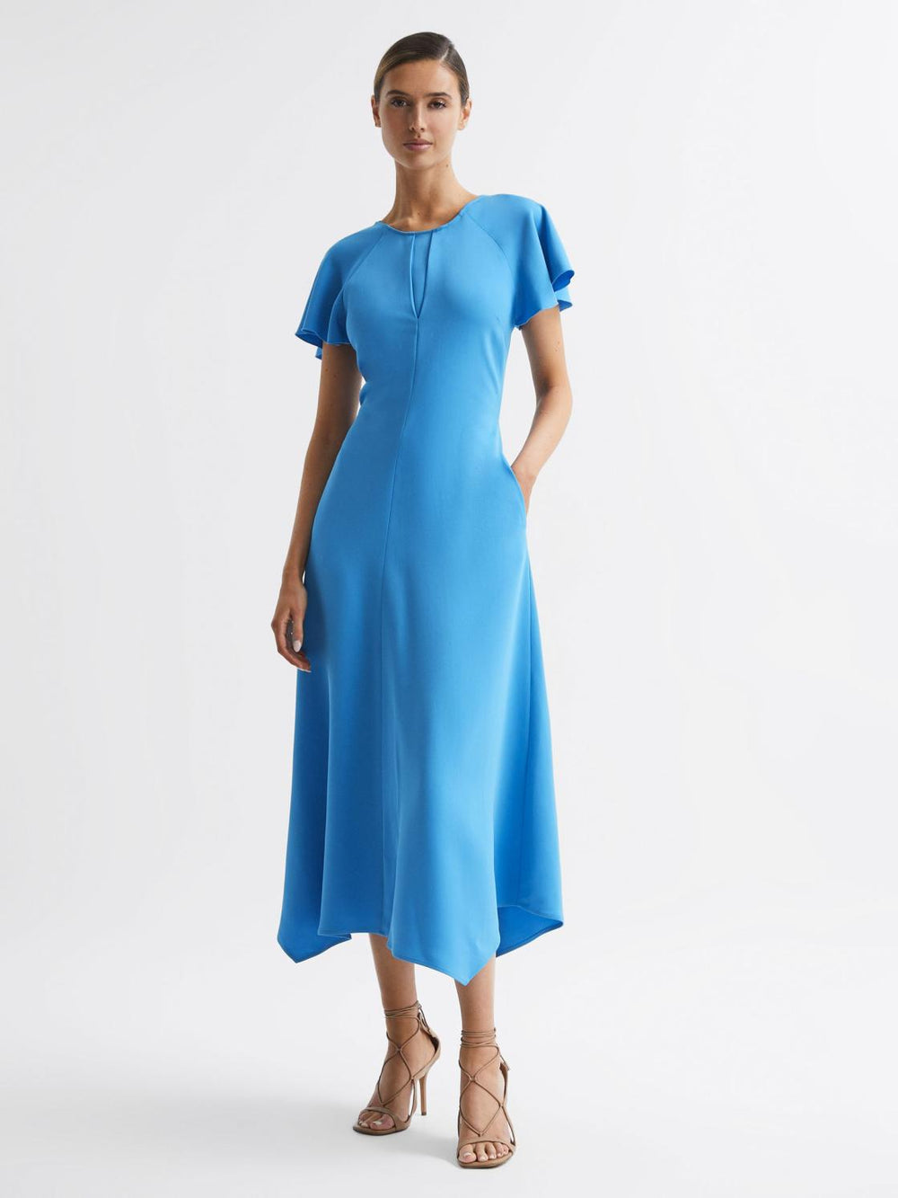 Reiss Dresses | Eleni Cap Sleeve Maxi Dress Blue - Women