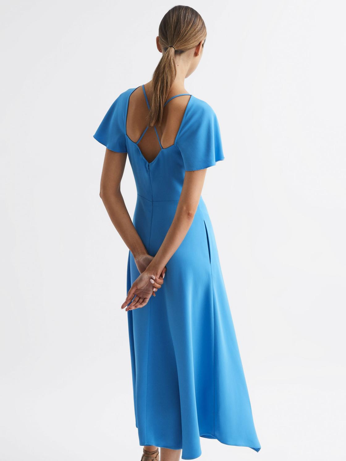 Reiss Dresses | Eleni Cap Sleeve Maxi Dress Blue - Women
