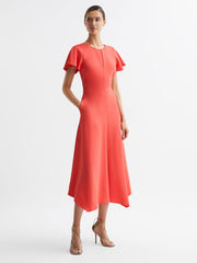 Reiss Dresses | Eleni Cap Sleeve Maxi Dress Coral - Women