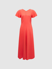 Reiss Dresses | Eleni Cap Sleeve Maxi Dress Coral - Women